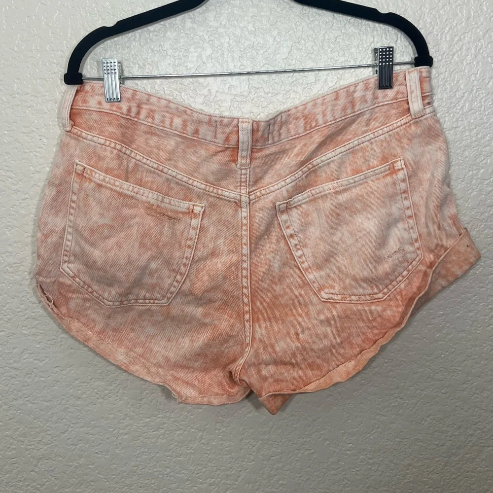 Free People We the Free Romeo Rolled Cut Off Denim Jean Shorts Orange Size 30